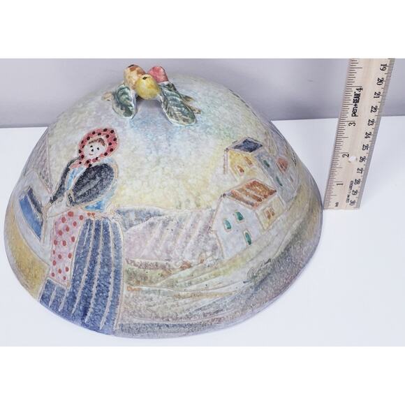 Vtg. Italica ARS POTTERY Italian Hand Painted Scalloped Edge Plate& Lid ~Signed - Picture 13 of 15